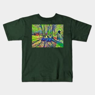 Vibrant covered bridge scene Kids T-Shirt